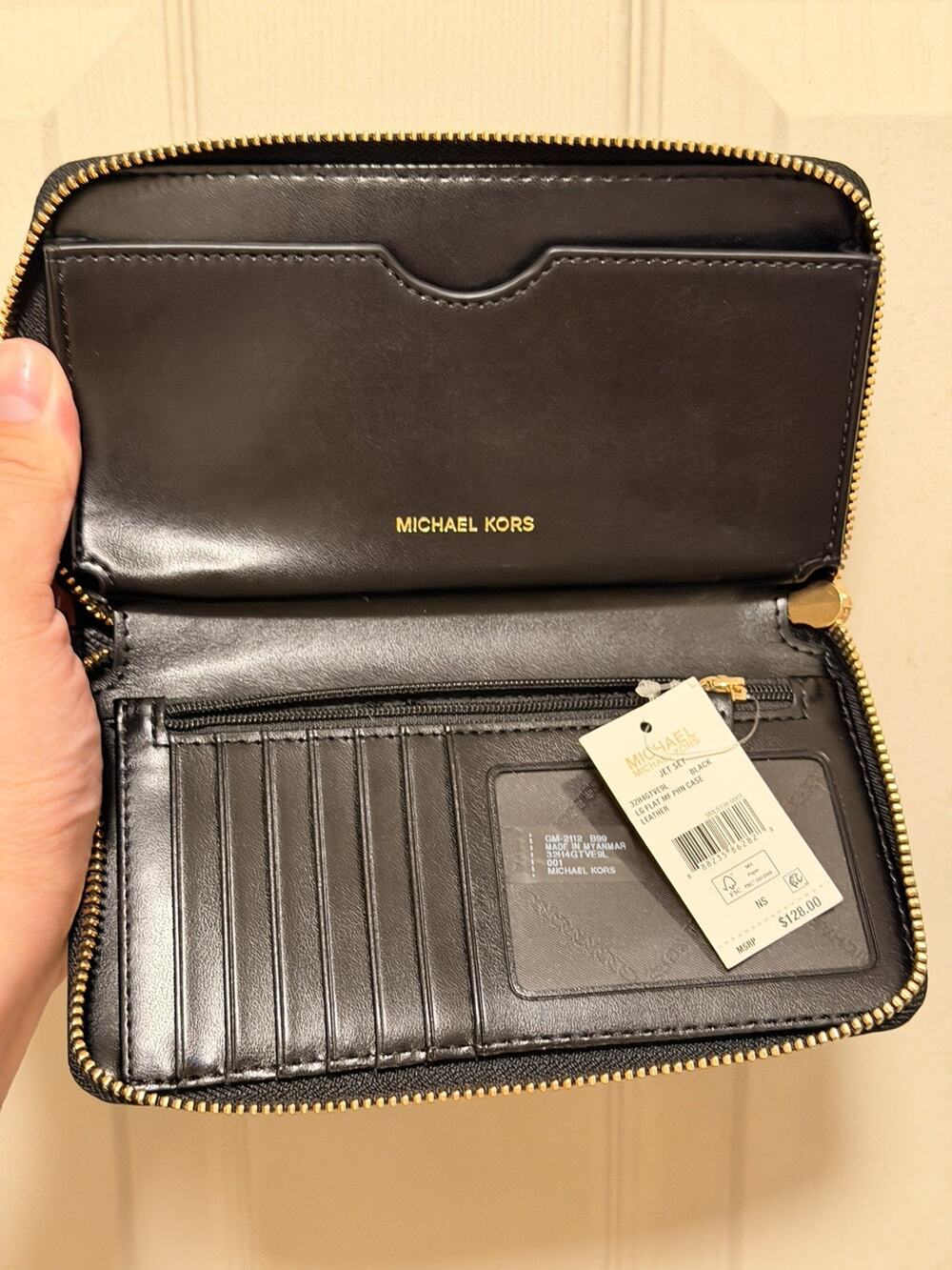 MICHAEL KORS JET SET TRAVEL CONTINENTAL WALLET / MULTIFUNCTIONAL PHONE CASE BLK